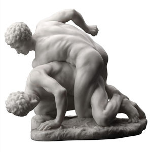 Sculpture en pierre de lutteurs grecs nus, statue en résine Pancrastinae, finition blanche en marbre - Product Image 1