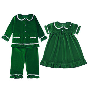 Pyjamas de Noël pour la famille, ensemble de pyjamas vert et rouge en velours, vêtements de nuit d'hiver pour adultes, pyjamas pour bébés garçons et filles - Product Image 4