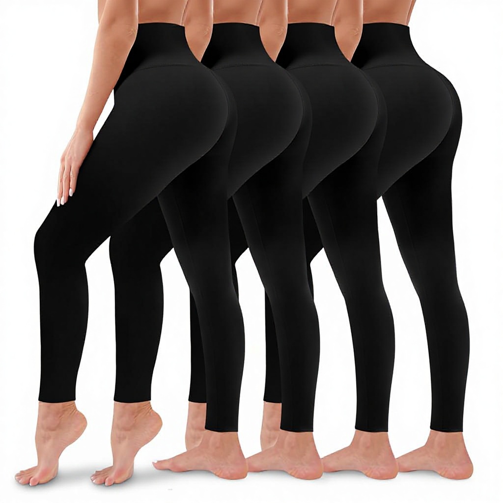 4 Pack Sporty Leggings for Women Butt Lift High Waisted Tummy Control No See-Through Yoga Pants Workout Running Velour