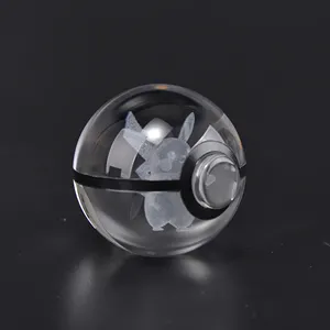 Creative Led Crystal Ball Home Decoration Custom Transparent 3d Laser Engraving Crystal Poke Ball For Kid Souvenirs