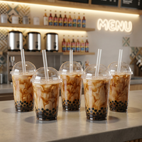 Gobelets à bulles Kingstar 24oz en PET transparent résistant avec couvercles en dôme et pailles géantes pour les salons de thé au lait