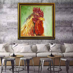 <span class=keywords><strong>Peinture</strong></span> à l'huile <span class=keywords><strong>moderne</strong></span> de <span class=keywords><strong>coq</strong></span> arc-en-ciel peinte à la main - Portrait coloré d'animal de ferme sur toile de coton et de lin pour décoration murale de la maison - Product Image 4
