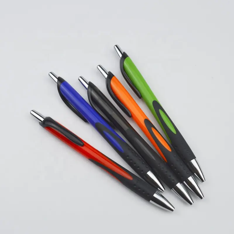 קידום מכירות דיו עטי כדור עט קליפ פלסטיק בתפזורת מותאם אישית לוגו שחור כדורי עט כתיבה אורך כרית הדפסת מסך הדפסת נוצה