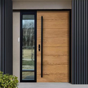 Puertas de entrada <span class=keywords><strong>principal</strong></span> exterior de alta seguridad, modelo personalizado, <span class=keywords><strong>puerta</strong></span> de entrada frontal pivotante de madera y <span class=keywords><strong>aluminio</strong></span> - Product Image 4