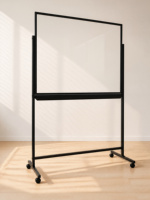 Tableau blanc portable en verre transparent sur roulettes pour salle de classe – Tableau effaçable à sec en verre trempé sans traces avec plateau pleine largeur