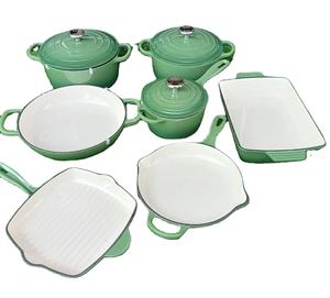 Batterie de cuisine <span class=keywords><strong>en</strong></span> <span class=keywords><strong>fonte</strong></span>, meilleure vente, 7 pièces, casserole et braisière émaillées écologiques, couleur <span class=keywords><strong>personnalisable</strong></span> - Product Image 1