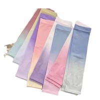 Manchons de bras longs en soie glacée anti-UV pour femmes et hommes, design dégradé, pour le cyclisme et la conduite en extérieur