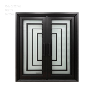 Vente chaude Personnalisé Classique Carré Top Verre Fer Forgé Double Extérieur <span class=keywords><strong>Porte</strong></span> <span class=keywords><strong>D</strong></span>'<span class=keywords><strong>entrée</strong></span> Principale Grill Designs - Product Image 1