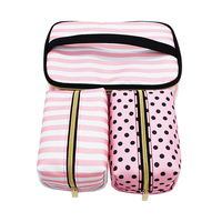 Pochette de maquillage 4 en 1 en PVC transparente portable grande capacité Sac à cosmétiques fermeture à glissière motif de dessin animé pour voyage pour la toilette