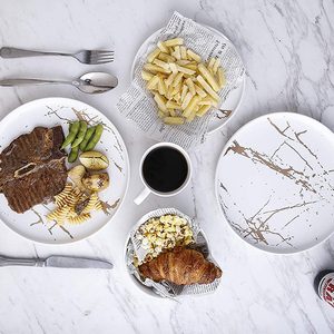 Luxury Modern Gold <strong>Marble</strong> Designer 16 Piece Germany Western Porcelain Ceramic Fine China <strong>Dinnerware</strong> <strong>Set</strong> for 4 Person - Product Image 3