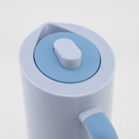 Carafe isotherme sous vide en plastique de 1,0 L avec intérieur en verre rose et couvercle à bouton-poussoir pour café et thé