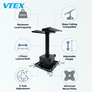 Support de <span class=keywords><strong>plafond</strong></span> pour projecteur robuste avec capacité de charge de 50 kg, cadre de montage de 150 à 1040 mm, support de <span class=keywords><strong>plafond</strong></span> inclinable pour projecteur - Product Image 4