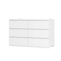 Meuble moderne en placage de bois blanc, six tiroirs de rangement, buffet, commode, armoire