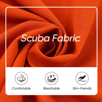 Tissu tricoté Scuba OEM respirant, 52% polyester, 39,5% coton, 8,5% élasthanne, haute extensibilité, 270 GSM, teint, 160 cm, pour vêtements de sport pour femmes