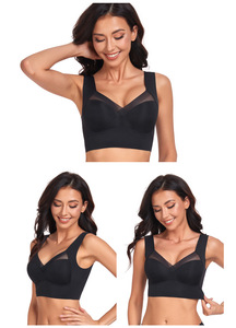 Sujetador sin Costuras para Mujer Talla Grande, Bralette sin Varillas con Cuello en V, Tirantes Anchos Fijos, Lencería Invisible de una Pieza para Mujeres Curvilíneas 3XL - Product Image 3