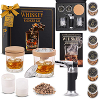 Kit Fumeur à Whisky avec Torche, Kit Fumeur à Whisky Old Fashioned, Kit Fumeur à Bourbon, Ensemble d'Infusion Cocktail, Copeaux de Bois