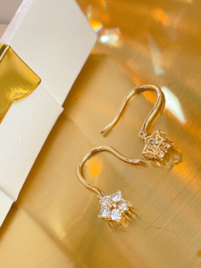 Pendientes de Diamantes Naturales de 0.26CT en Oro Real de 18K, Joyería Fina Au750 para Mujer, Gran Venta de Xinfly - Product Image 5