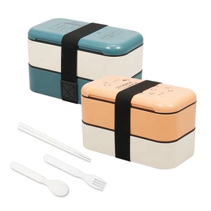 Popular Double Layer Food Container Leakproof Plastic Bento Lunch Box Kids School