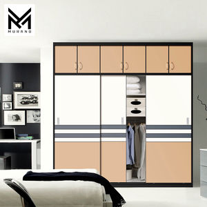 שקופיות מראה ארון דלת מותאם אישית חדר שינה זוגי לשלושה ארבעה Mdf ארון הזזה ארון דלת ארון - Product Image 2