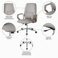 Chaise de bureau pivotante de direction moderne en cuir PU, réglable en hauteur, dossier moyen, vente en gros