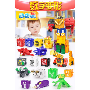 <span class=keywords><strong>Jouet</strong></span> éducatif pour enfants de 2 à 6 ans, blocs de construction Transformers 8 en 1, équipe d'animaux robots - Product Image 1