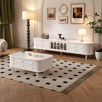 Meuble TV en bois massif de style moderne, table basse, meuble de rangement sur pied pour salon à la française