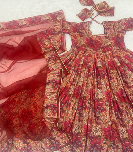 ชุดสูท Anarkali สำหรับงานแต่งงานชุดปาร์ตี้ชนเผ่าอินเดียปักลายสีแดง - Product Image 6