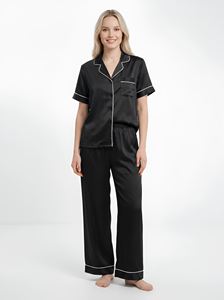 Set <span class=keywords><strong>Pigiama</strong></span> in Raso per <span class=keywords><strong>Donna</strong></span>, Manica Corta <span class=keywords><strong>con</strong></span> <span class=keywords><strong>Bottoni</strong></span>, Abbigliamento da Notte in Seta, 2 Pezzi, Loungewear OEM ODM <span class=keywords><strong>con</strong></span> Logo Personalizzato, Prezzo di Fabbrica - Product Image 3
