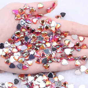 Lan Guang Wholesale Low Price Multicolor Acrylic Heart Shape Crystal Non Hot Fix Rhinestone For Nail Art Clothing Decoration