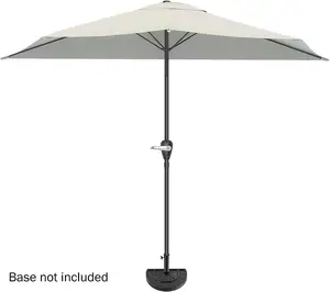 Giardino 9 piedi mezzo ombrellone facile manovella semicerchio apertura ombra baldacchino per contro una parete, veranda o mobili da balcone