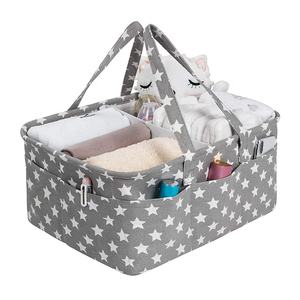 Noël rose Portable couches panier de rangement bébé couche Caddy organisateur <span class=keywords><strong>toile</strong></span> pépinière bac de rangement pour garçons filles - Product Image 1