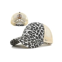 Gorra de béisbol vintage Y2K con estampado de leopardo, malla transpirable, cómoda para deportes al aire libre, gorra de camionero a la moda