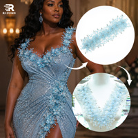 Rayo Applique florale 3D en strass et dentelle, à coudre, ornée de perles de cristal, pour robe de mariée, ceinture et coiffe