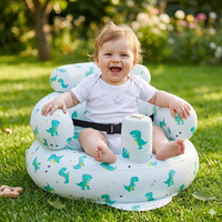 Canapé gonflable pour bébé avec harnais de sécurité intégré, pompe à air intégrée, canapé de sol pour bébé pour s'asseoir, 3 mois et plus, motif fleurs