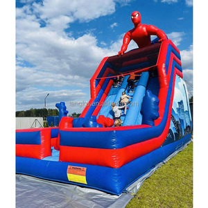 Scivolo Gonfiabile per Bambini con Tema Cartoni Animati, Rosso e Blu, per Feste di Compleanno, Uso Commerciale, Divertimento all'Aperto - Product Image 3