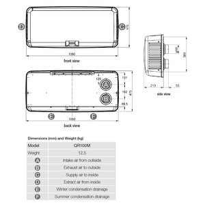 หน่วยกู้คืนความร้อนแบบมีการกระจายอำนาจแบบสองช่องระบบระบายอากาศสำหรับห้องนั่งเล่นผู้จำหน่ายจากอิตาลี - Product Image 6