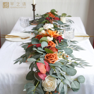 Guirlande de fleurs artificielles Qian Zhiyu, décoration de table, vigne de roses, guirlande de mariage, style forêt 1.8ZH - Product Image 5