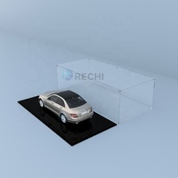 RECHI illuminé acrylique Garage Kit boîte de présentation de stockage acrylique jouet voiture modèle vitrine d'affichage avec lumière LED et boîte anti-poussière