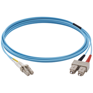 สายเคเบิลใยแก้วนำแสงแบบหลายเส้น SC LC OM3 ดูเพล็กซ์ 18 ม. สายแพทช์สีน้ำเงิน - Product Image 1