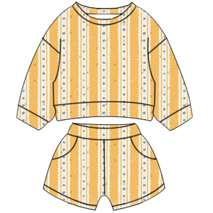 Nouvelle mode Pull rayé pour petits garçons et short à taille élastique Ensemble 2 pièces pour tout-petits Enfants Haut à manches longues avec poche Short - Product Image 2