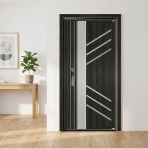 Porte de sécurité française en aluminium, antivol, à battant, avec verre décoratif, étanche et anticorrosion, pour extérieur de villa et appartement - Product Image 2