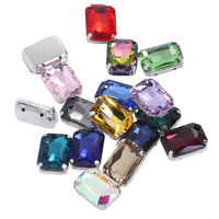 Fabrik 6 X8Mm 10 X14Mm 13 X18Mm 18 X27Mm Rechteckiges Kristallglas Strass Nähen Strass Stein Silber Klaue DIY Kleidung Zubehör