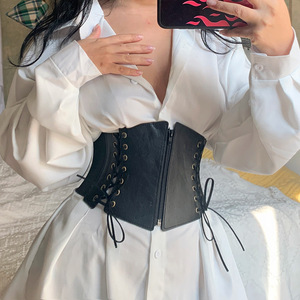 Cinturón Ancho de Cuero para Mujer, Corsé de Moda, Faja Reductora Elástica de Cintura Alta para Vestido Gótico - Product Image 6