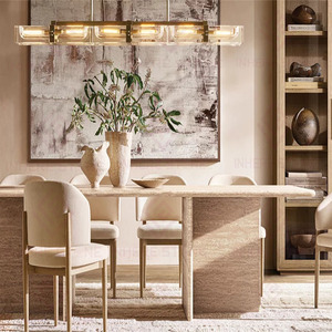 โต๊ะรับประทานอาหารทรงสี่เหลี่ยมหรูหราทันสมัยสั่งทำพิเศษ โต๊ะหินอ่อนทาวเวอร์ทีนสำหรับอพาร์ทเมนต์และบ้านพักตากอากาศ เฟอร์นิเจอร์รับประทานอาหาร - Product Image 6