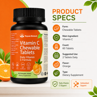 Comprimés de Vitamine C Pure sans OGM, sans gluten, sans sucre, sans ascorbate de sodium pour la santé de la peau