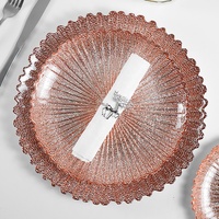 Irrégulier 3 pièces ensemble clair avec doré argent bordé rose argent Rose or dîner fruits 13 pouces verre chargeur assiettes pour mariage