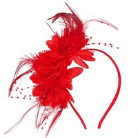 Serre-tête Fascinator Fait Main en Tissu Noir avec Plumes et Fleurs, Vente en Gros, Origine Chine, Idéal pour Mariage, Carnaval, Fête