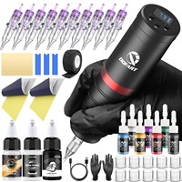 Nouveau kit de tatouage sans fil DQFART transfrontalier, comprenant un stylo et une machine à tatouer avec écran LED, batterie 1500 mAh, charge Type-C