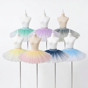 Factory Custom Ombre Tulle <b>Ballet</b> <b>Tutu</b> Multi-Color Half Pleated Skirt Professional Rehearsal Practice <b>Tutu</b> for Stage Performance - Product Image 2