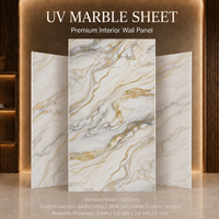 Panneau mural en PVC brillant MORLENX, imitation marbre veiné or blanc ivoire, pour projets hôteliers haut de gamme